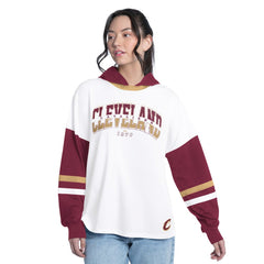 NBA - Cleveland Cavaliers G-III 4Her by Carl Banks Women's Key Player Oversized Hooded Long Sleeve T-Shirt - White/Wine