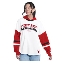 NBA - Chicago Bulls G-III 4Her by Carl Banks Women's Key Player Oversized Hooded Long Sleeve T-Shirt - White/Red