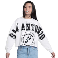 NBA - San Antonio Spurs G-III 4Her by Carl Banks Women's Bleachers Cropped French Terry Sweatshirt - White