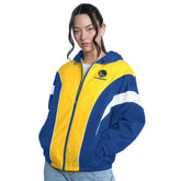NBA - Golden State Warriors G-III 4Her by Carl Banks Women's Quarterback Lightweight Oversized Full-Zip Jacket - Royal/Gold