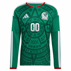 Adidas Mexico National Team 2026 Home Replica Long Sleeve Custom Jerseys - Green