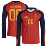 Adidas Spain National Team FIFA x World Cup 2026 Home Replica Long Sleeve Custom Jerseys - Red