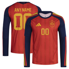 Adidas Spain National Team FIFA x World Cup 2026 Home Replica Long Sleeve Custom Jerseys - Red