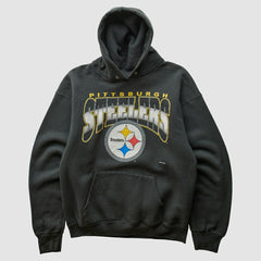 Pittsburgh Steelers 90s Hooded Pullover Sweatshirt Black Vintage - Fanatics
