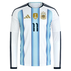Adidas Angel Di Maria Argentina National Team 2026 Home Replica Long Sleeve Jerseys - White
