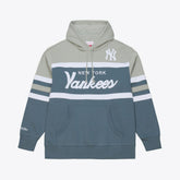 New York Yankees Mitchell & Ness Cooperstown Collection Thunderstorm Head Coach Hoodie Lifestyle