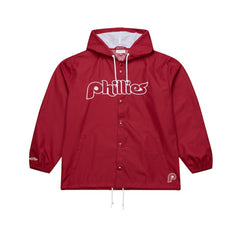 Philadelphia Phillies Mitchell & Ness Full-Snap Hooded Coaches Jacket Lifestyle