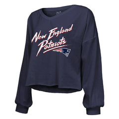 Drake Maye New England Patriots Majestic Threads Women's Off-Shoulder Script Name & Number V-Neck T-Shirt Navy - NFL