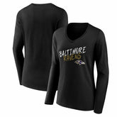 Baltimore Ravens Women's Hustle Long Sleeve V-Neck T-Shirt Black - NFL