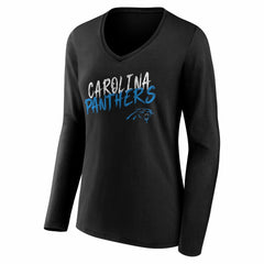 Carolina Panthers Women's Hustle Long Sleeve V-Neck T-Shirt Black - NFL