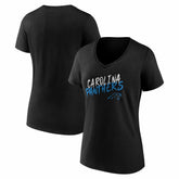 Carolina Panthers Women's Hustle V-Neck T-Shirt Black - NFL