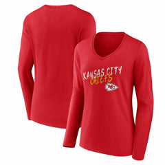 Kansas City Chiefs Women's Hustle Long Sleeve V-Neck T-Shirt Red - NFL