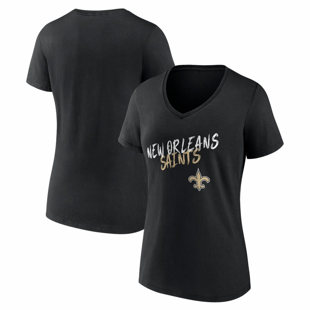 New Orleans Saints Women's Hustle V-Neck T-Shirt Black - NFL