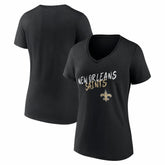New Orleans Saints Women's Hustle V-Neck T-Shirt Black - NFL