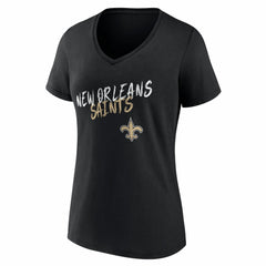 New Orleans Saints Women's Hustle V-Neck T-Shirt Black - NFL