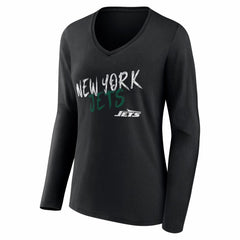 New York Jets Women's Hustle Long Sleeve V-Neck T-Shirt Black - NFL