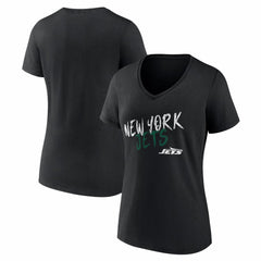 New York Jets Women's Hustle V-Neck T-Shirt Black - NFL
