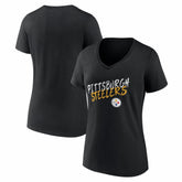 Pittsburgh Steelers Women's Hustle V-Neck T-Shirt Black - NFL