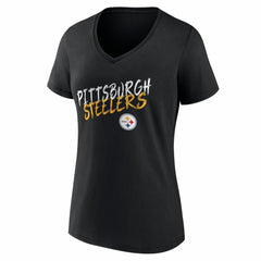 Pittsburgh Steelers Women's Hustle V-Neck T-Shirt Black - NFL