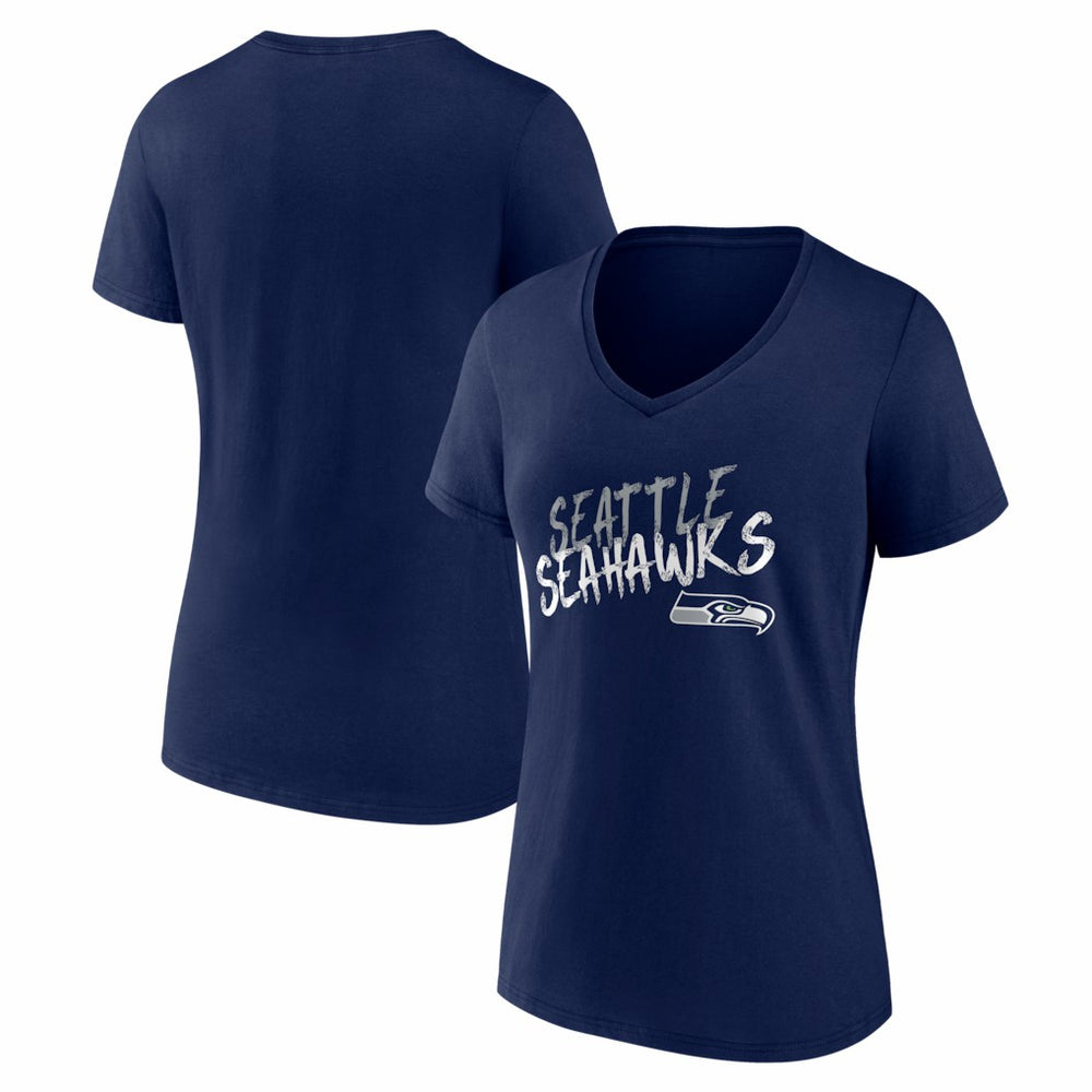 Seattle Seahawks Women's Hustle V-Neck T-Shirt College Navy - NFL
