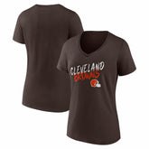 Cleveland Browns Women's Hustle V-Neck T-Shirt Brown - NFL