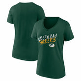 Green Bay Packers Women's Hustle V-Neck T-Shirt Green - NFL
