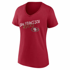 San Francisco 49ers Women's Hustle V-Neck T-Shirt Scarlet - NFL