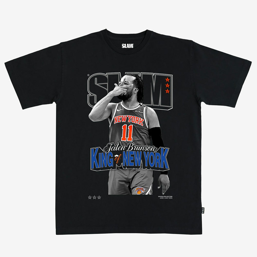 NBA - Jalen Brunson New York Knicks Unisex SLAM Cover T-Shirt - Black