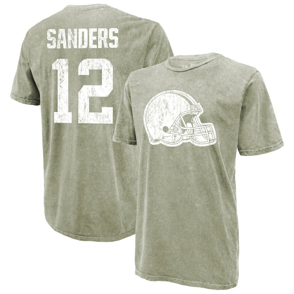 Shedeur Sanders Cleveland Browns Majestic Threads Mineral Wash Name & Number T-Shirt Moss Green - NFL