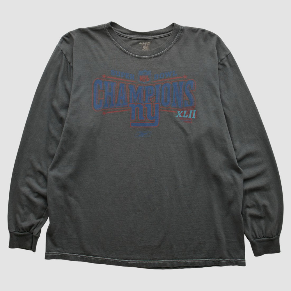 New York Giants Reebok 2008 Long Sleeve T-shirt Charcoal Vintage - Fanatics