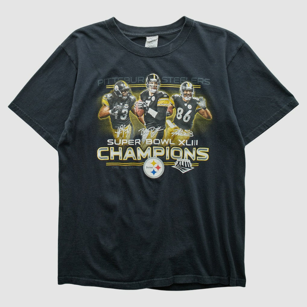 Pittsburgh Steelers Anvil 2009 T-shirt Black Vintage - Fanatics
