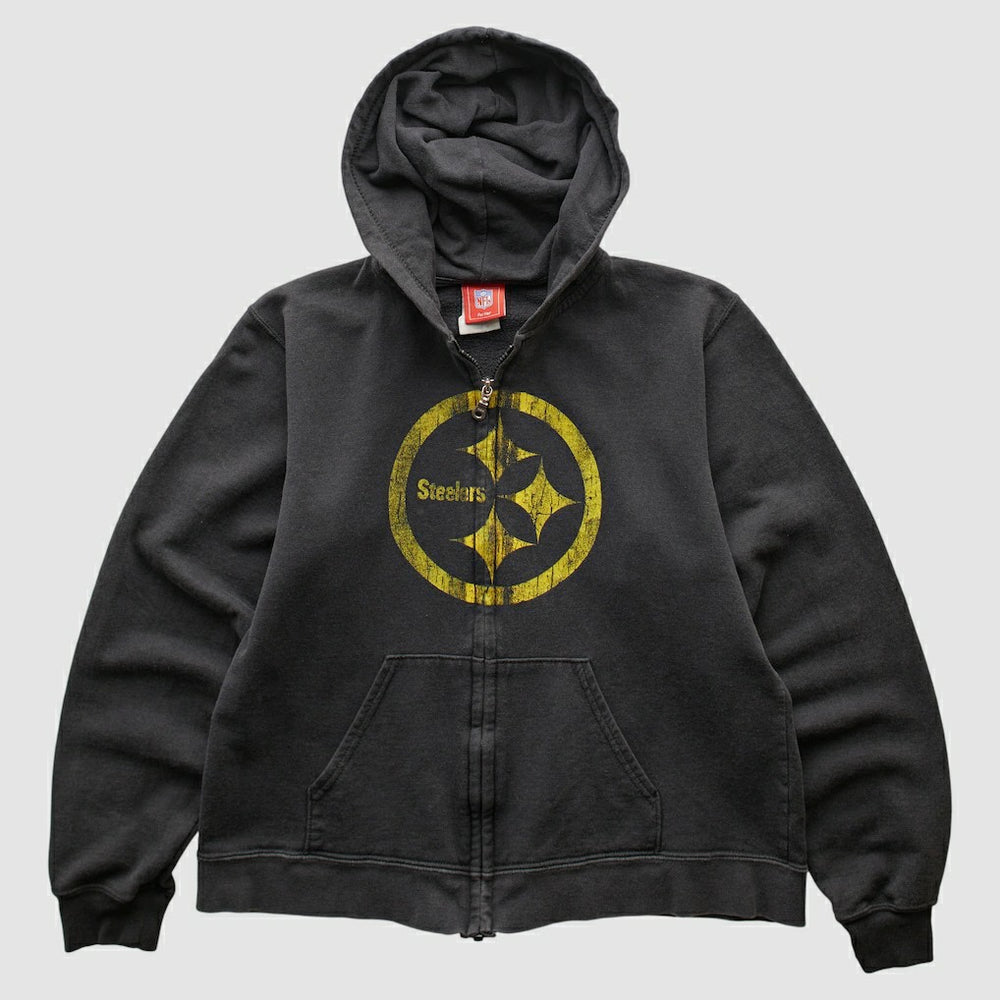Pittsburgh Steelers NFL 2000s Hooded Full Zip Sweatshirt Black Vintage - Fanatics