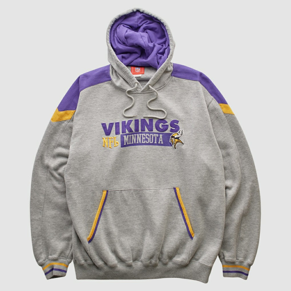 Minnesota Vikings NFL 2000s Hooded Pullover Sweatshirt Heather Gray Vintage - Fanatics