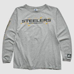 Pittsburgh Steelers Starter 90s Long Sleeve T-shirt Heather Gray Vintage - Fanatics