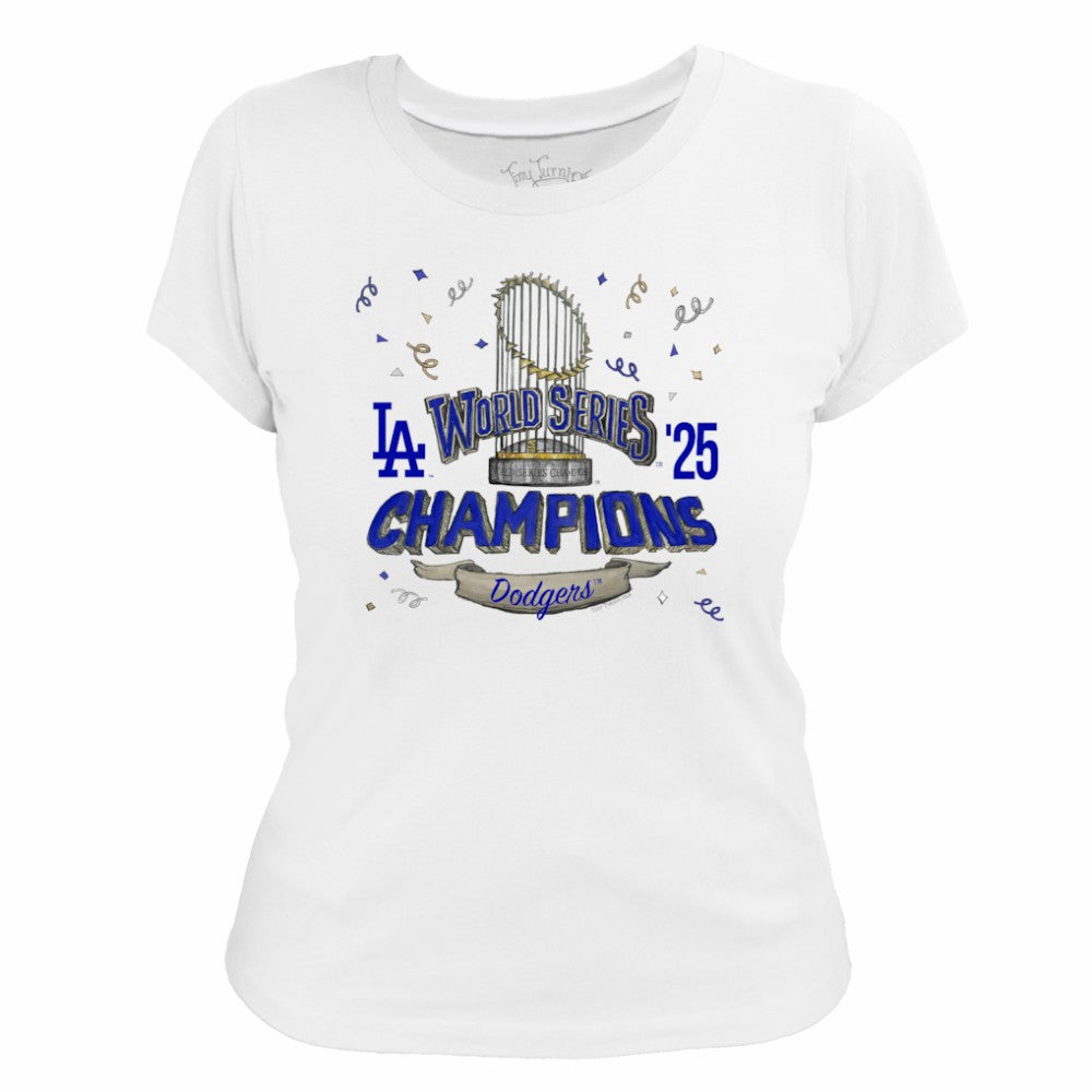 Los Angeles Dodgers Tiny Turnip Women's 2025 World Series Champions Parade T-Shirt for sale