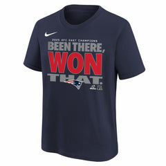 New England Patriots Youth 2025 AFC East Division Champions Locker Room Trophy Collection T-Shirt Navy - Nike