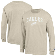 Philadelphia Eagles Champion White Ink Jersey Long Sleeve T-Shirt Oatmeal - NFL