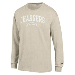 Los Angeles Chargers Champion White Ink Jersey Long Sleeve T-Shirt Oatmeal - NFL