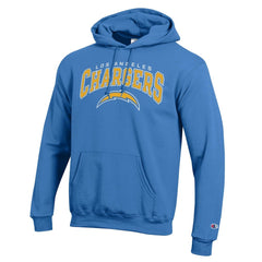 Los Angeles Chargers Champion Powerblend Arch over Logo Hoodie Powder Blue - NFL