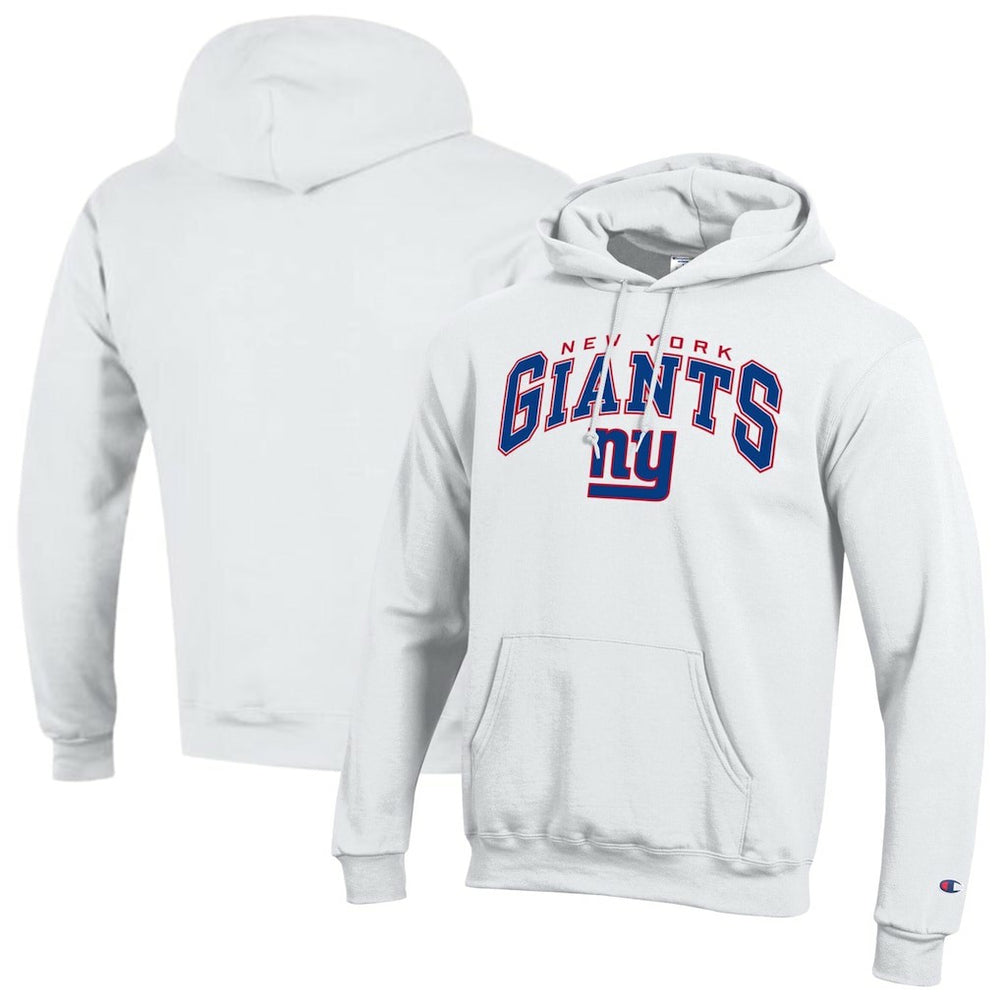 New York Giants Champion Powerblend Arch over Logo Hoodie White - NFL