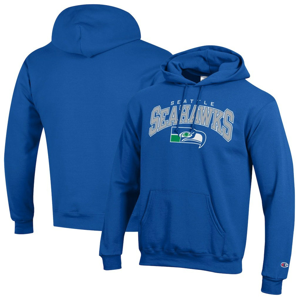 Seattle Seahawks Champion Powerblend Arch over Logo Hoodie Royal - NFL