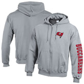 Tampa Bay Buccaneers Champion Powerblend Fleece Full-Zip Hoodie Heather Charcoal - NFL