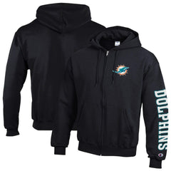 Miami Dolphins Champion Powerblend Fleece Full-Zip Hoodie Black - NFL