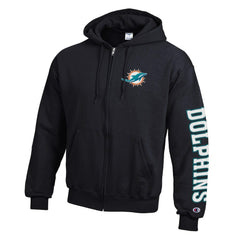 Miami Dolphins Champion Powerblend Fleece Full-Zip Hoodie Black - NFL