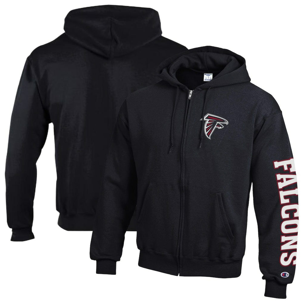 Atlanta Falcons Champion Powerblend Fleece Full-Zip Hoodie Black - NFL