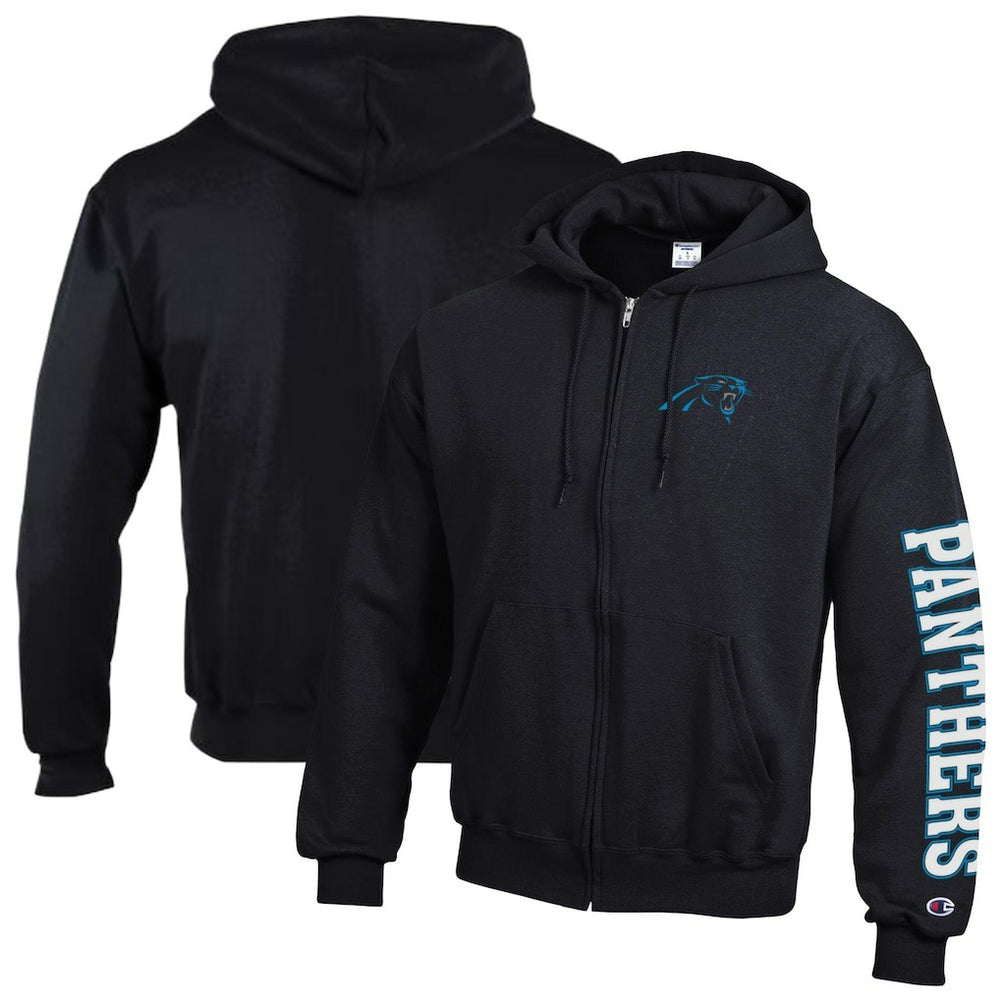 Carolina Panthers Champion Powerblend Fleece Full-Zip Hoodie Black - NFL