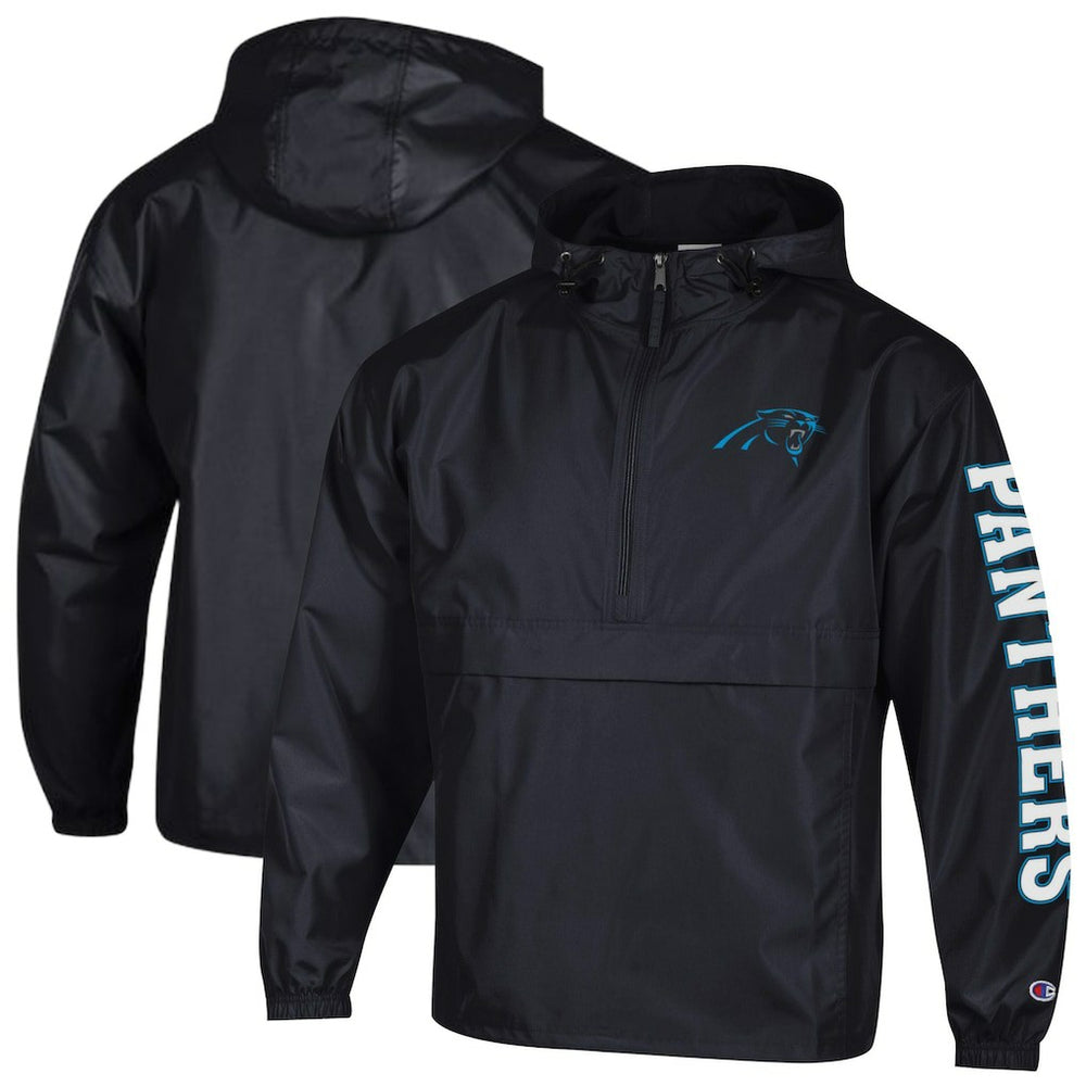 Carolina Panthers Champion Packable Windbreaker Half-Zip Jacket Black - NFL