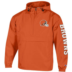 Cleveland Browns Champion Packable Windbreaker Half-Zip Jacket Orange - NFL