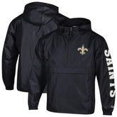 New Orleans Saints Champion Packable Windbreaker Half-Zip Jacket Black - NFL