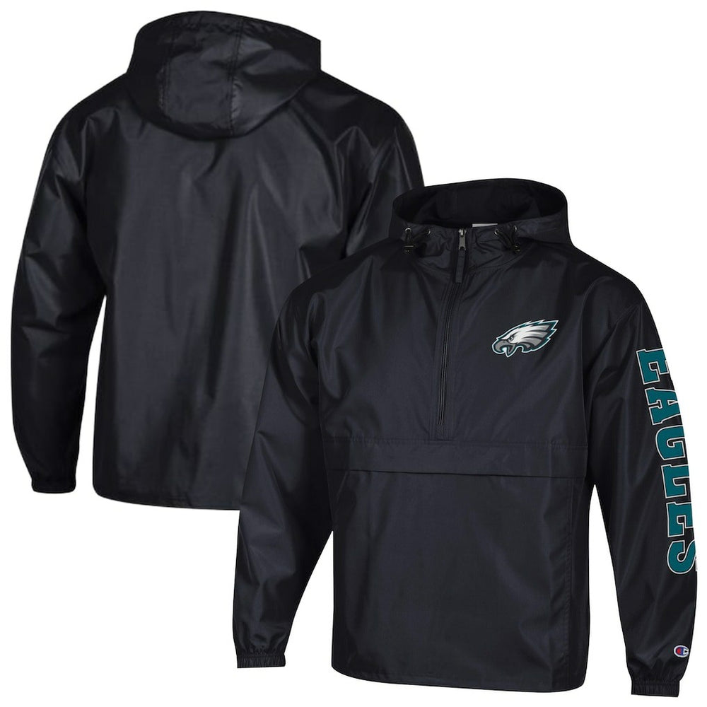 Philadelphia Eagles Champion Packable Windbreaker Half-Zip Jacket Black - NFL